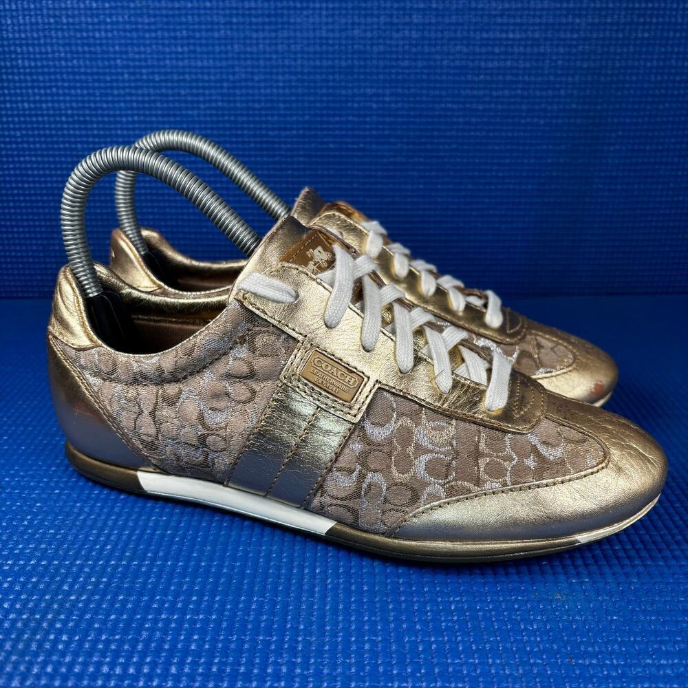 🔴 COACH JOSS SIGNATURE Women`s Size 6M Metallic Gold Fashion Shoes A1265 - Picture 3 of 8
